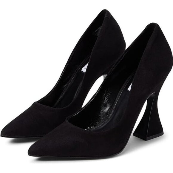Steve Madden Suede Black Zana Sculpted Heel Pointed-Toe Pumps Dress Shoe Size 8M - Picture 2 of 9